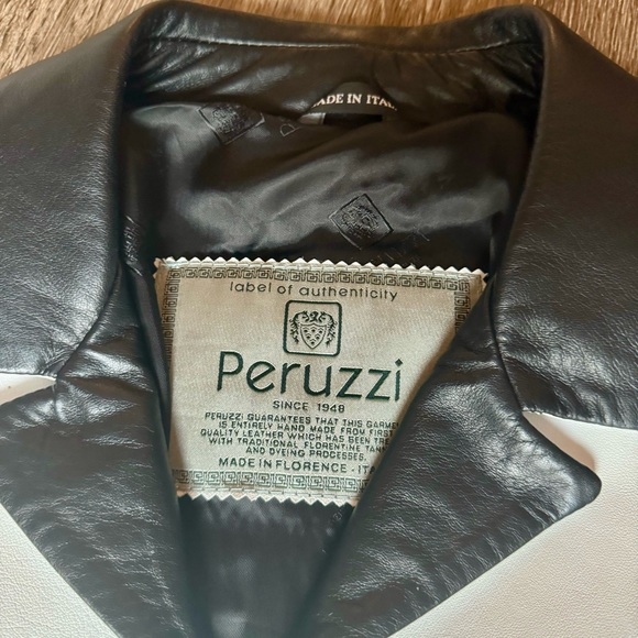 Peruzzi Vera Pelle White & Black Leather Blazer Jacket, Women’s size EUR 50/US L - Picture 3 of 4